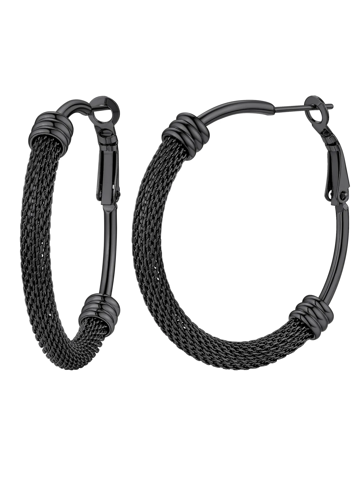 PROSTEEL Orecchini a Cerchio in Acciaio Inossidabile, Nero, 40mm - immagine 1