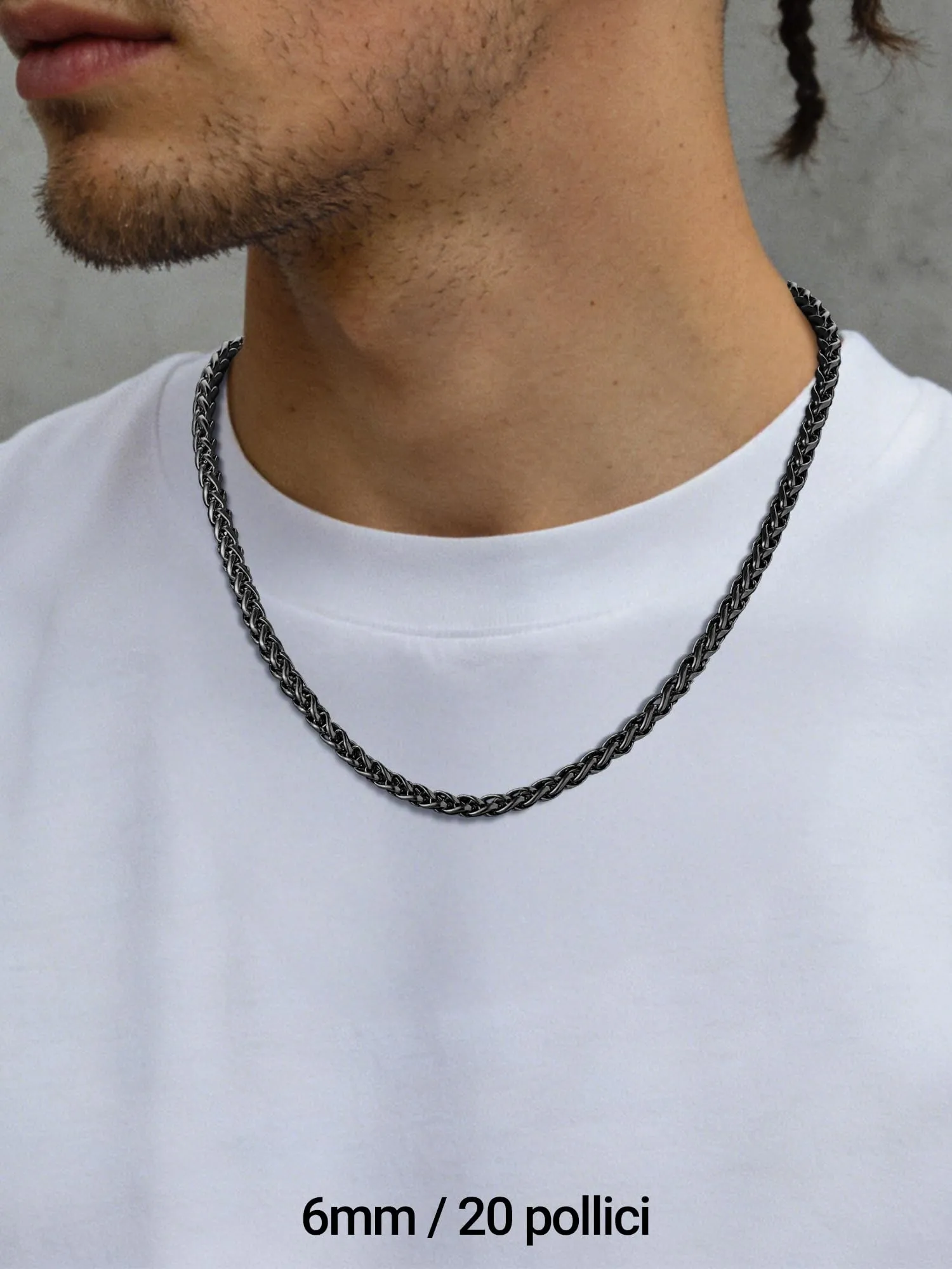 PROSTEEL Collana a Maglia Spiga in Acciaio Inox Chirurgico 316L, 6mm x 61cm - immagine 2