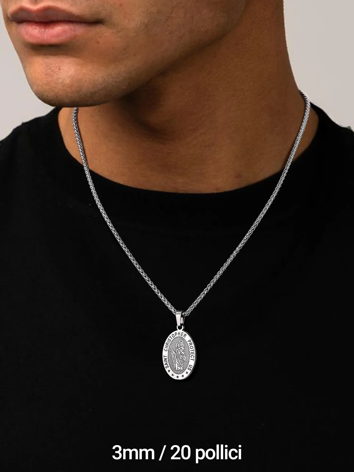 PROSTEEL Collana a Maglia Spiga in Acciaio Inox 316L, 3mm x 55cm - immagine 4