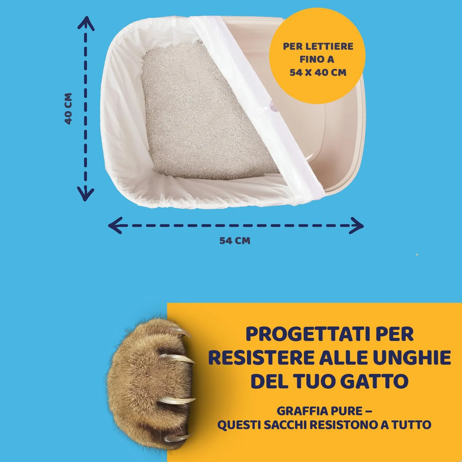Pettiny Sacchetti per Lettiera per Gatti con Coulisse, Resistenti ai Graffi per Cassetta Igienica Media e Grande, Confezione da 20 - immagine 4