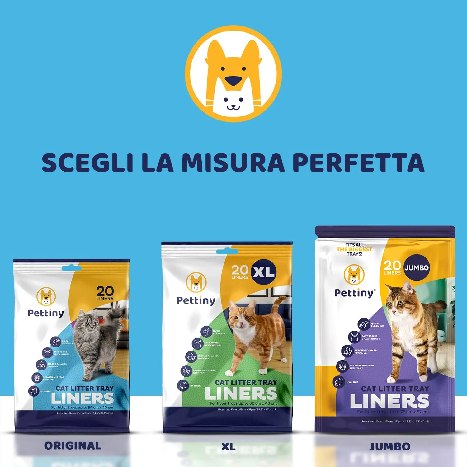 Pettiny Sacchetti per Lettiera per Gatti con Coulisse, Resistenti ai Graffi per Cassetta Igienica Media e Grande, Confezione da 20 - immagine 8
