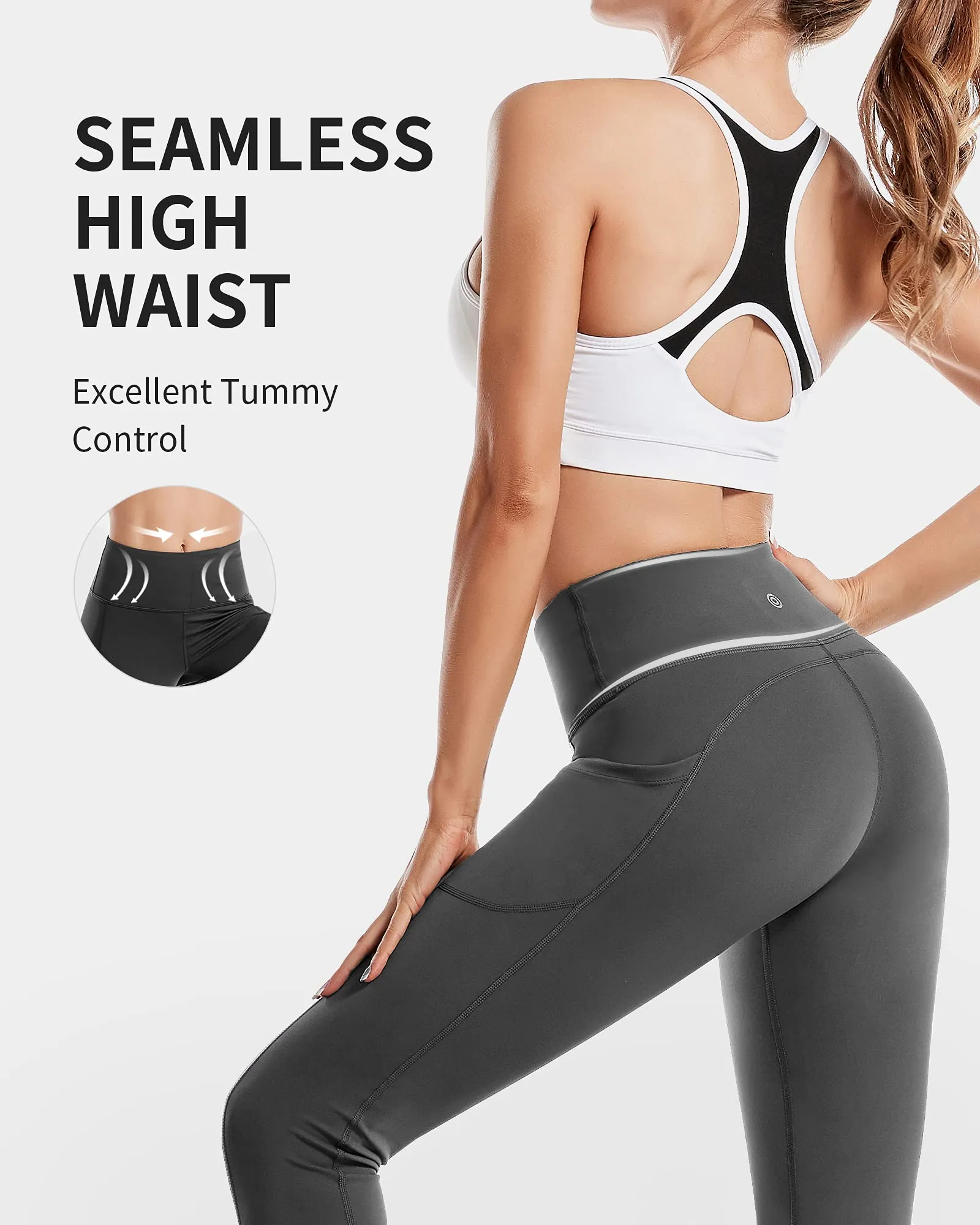 CAMBIVO Leggings Donna Sportivi a Vita Alta con Tasche per Yoga, Fitness e Corsa - immagine 5