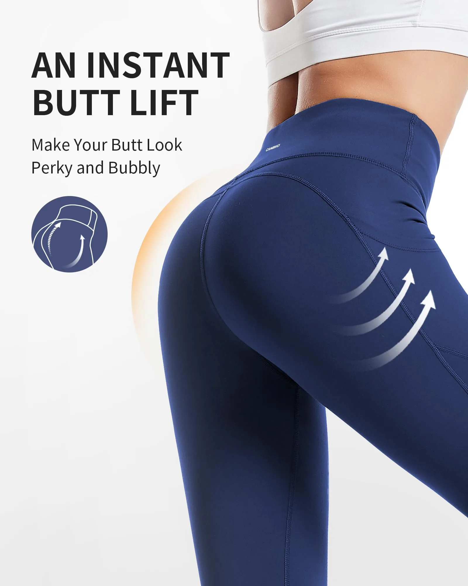 CAMBIVO Leggins Sportivi Donna Push Up a Vita Alta con Tasche SF10 - immagine 4