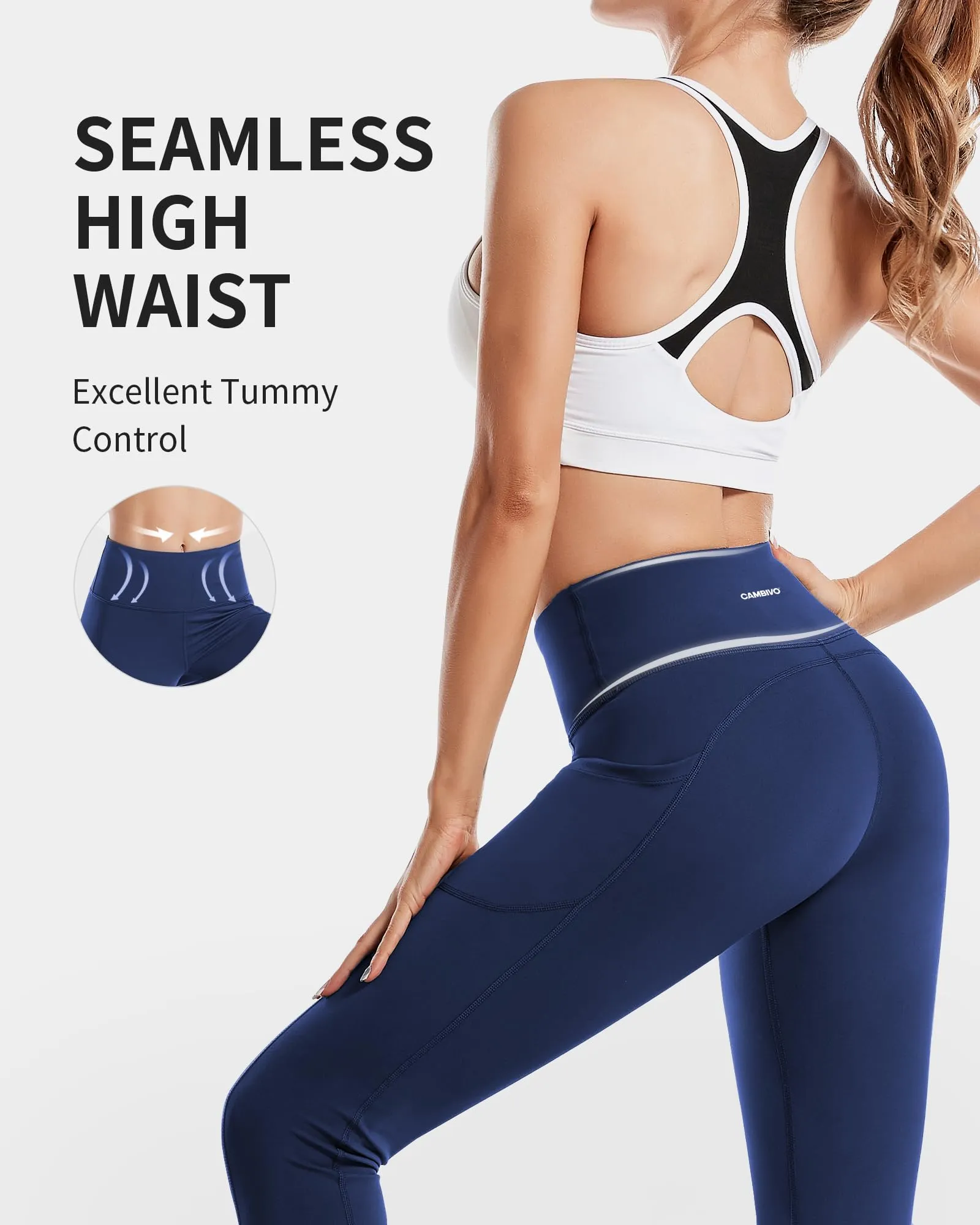 CAMBIVO Leggins Sportivi Donna Push Up a Vita Alta con Tasche SF10 - immagine 5