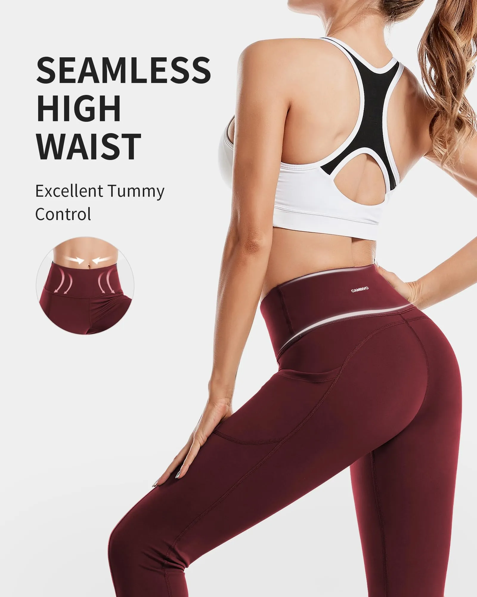 CAMBIVO Leggings Donna Sportivi a Vita Alta con Tasche per Yoga, Fitness, Pilates e Corsa - immagine 5