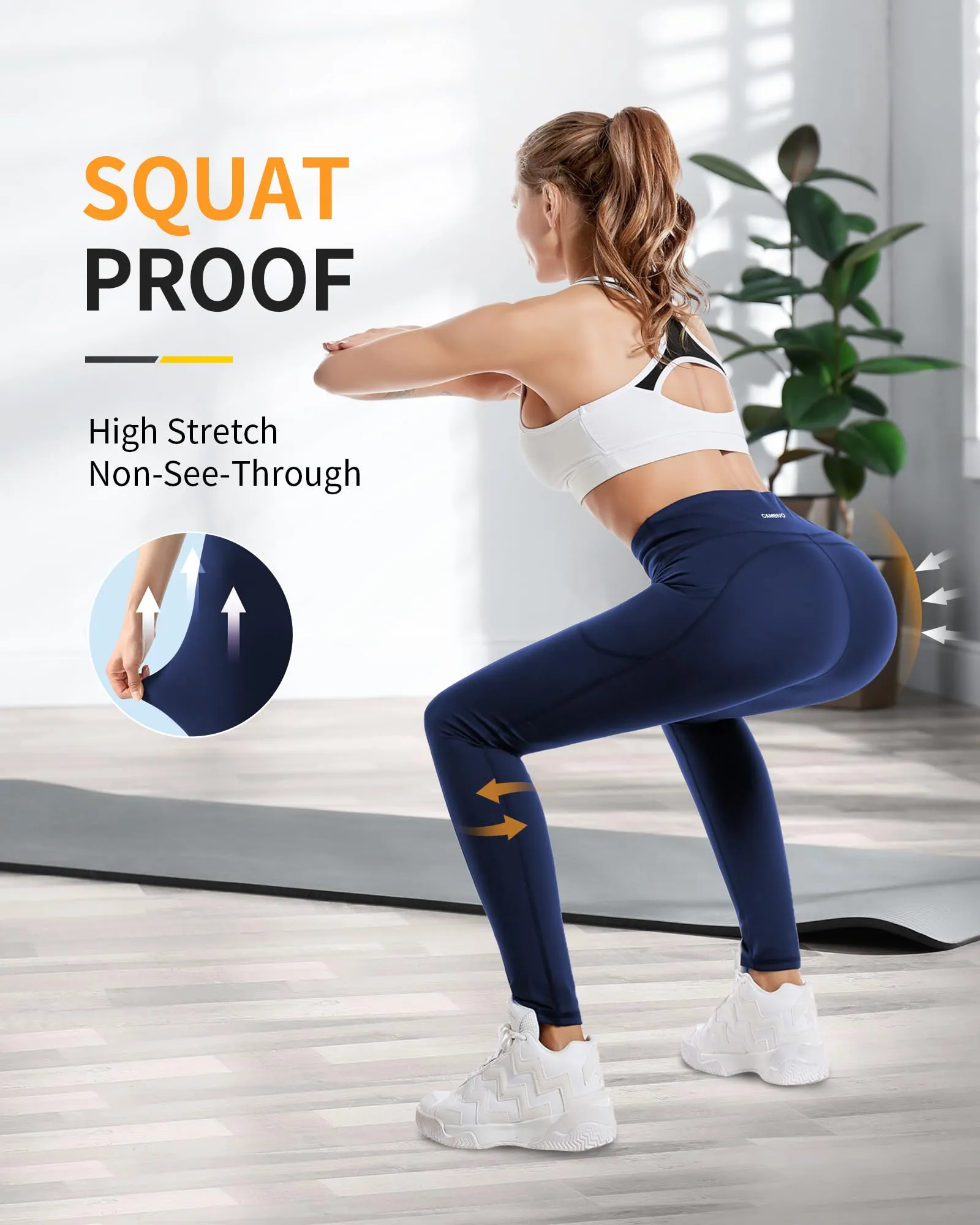 CAMBIVO Leggings Sportivi Donna Push Up Vita Alta con Tasche SF10 - immagine 7