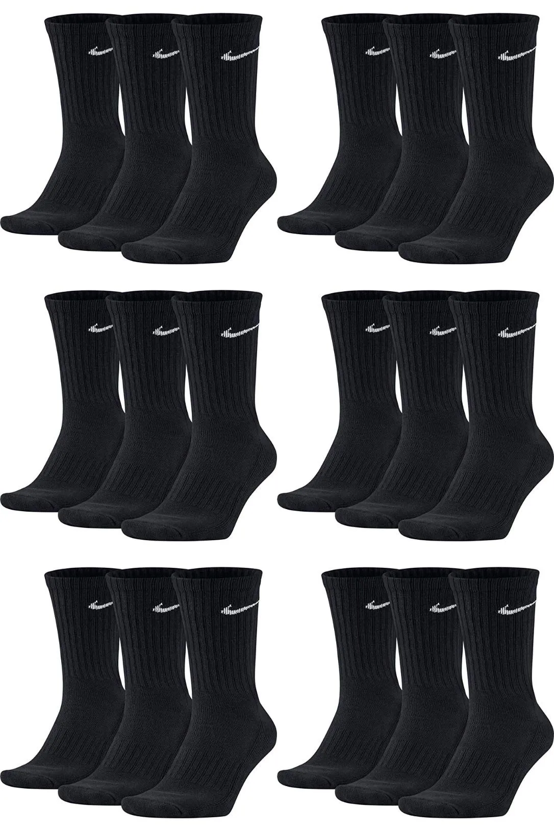 Nike SX4508 Calzini da tennis unisex, 18 paia, nero, 34/38 EU - immagine 1