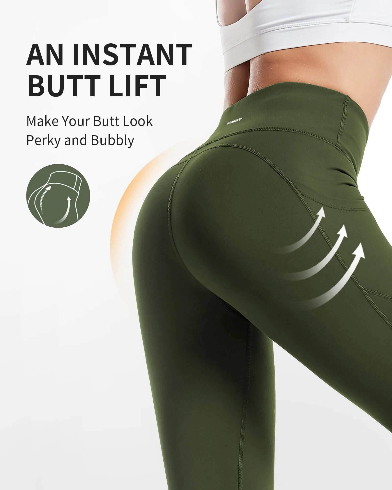CAMBIVO Leggins Donna Sportivi a Vita Alta con Tasche, XL, Verde - immagine 4