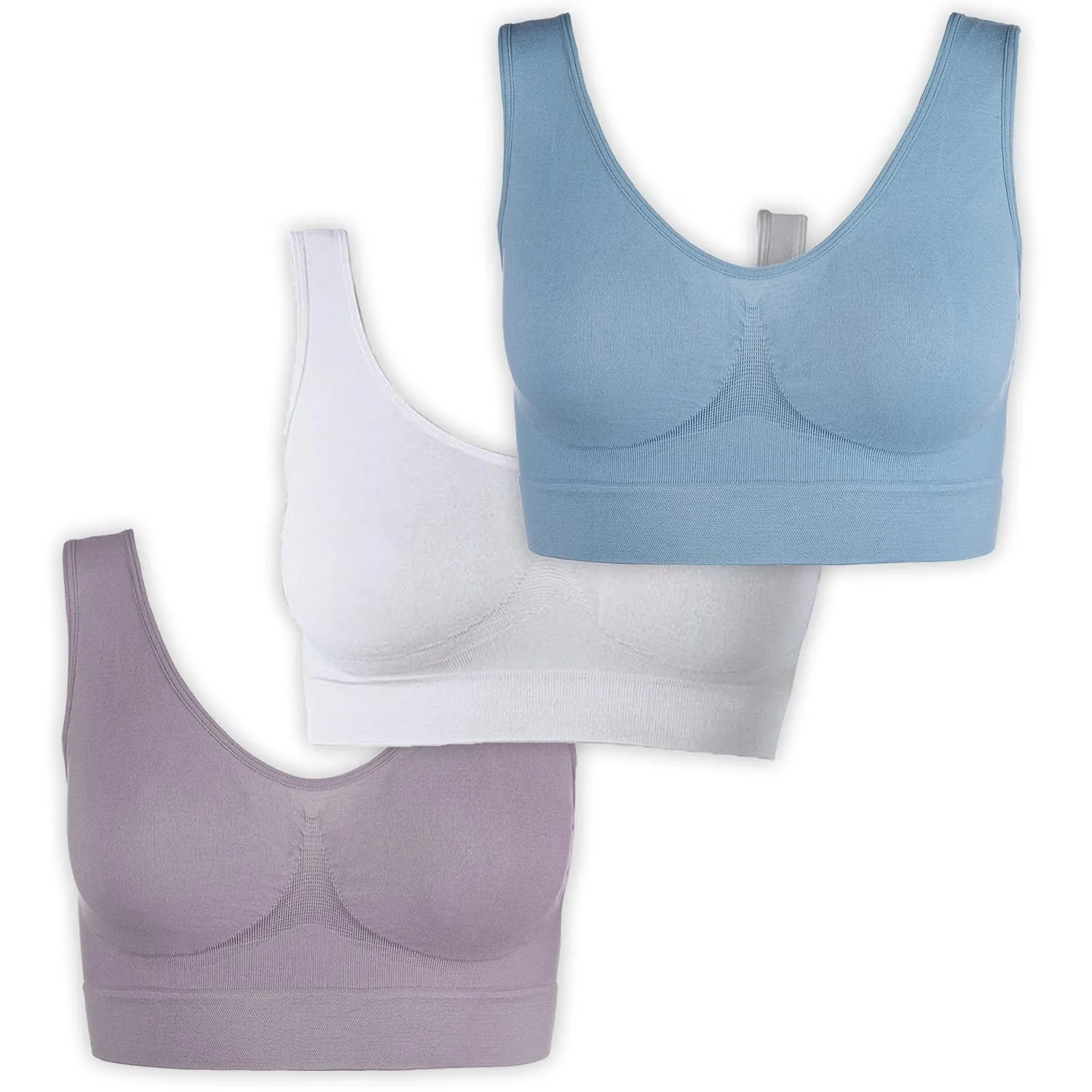 UnsichtBra Set di 3 Reggiseni Senza Ferretto, Senza Cuciture, Nero, Bianco, Beige - immagine 1