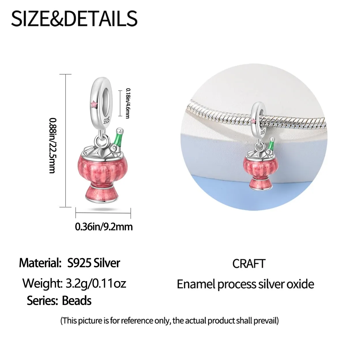 TINSLO Bead Charm in Argento Sterling 925 con Cubic Zirconia per Braccialetti e Collane europei - immagine 5