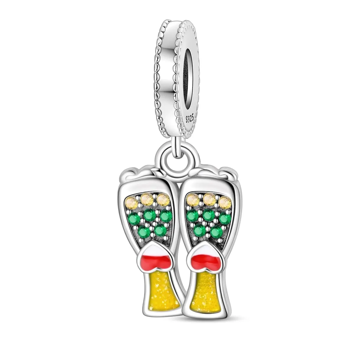TINSLO Bead Charm in Argento Sterling 925 con Cubic Zirconia per Braccialetti e Collane Pandora e Europei - immagine 1