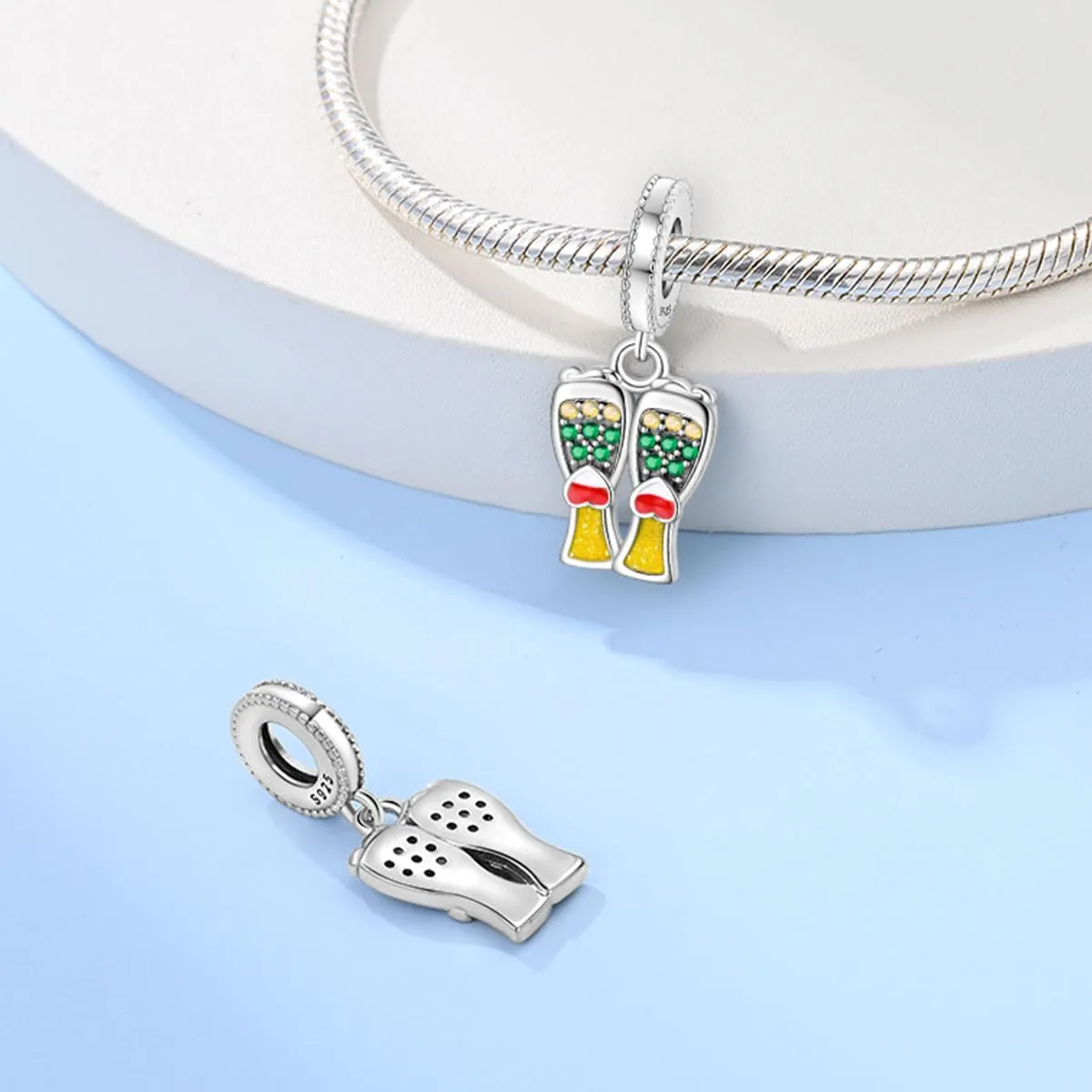TINSLO Bead Charm in Argento Sterling 925 con Cubic Zirconia per Braccialetti e Collane Pandora e Europei - immagine 2
