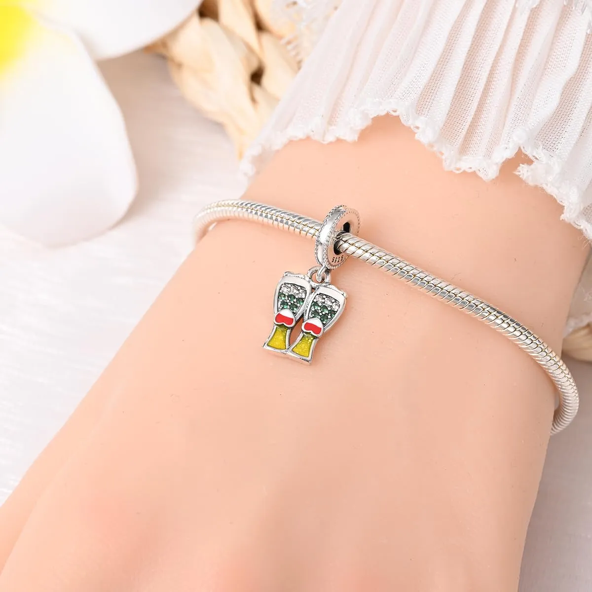 TINSLO Bead Charm in Argento Sterling 925 con Cubic Zirconia per Braccialetti e Collane Pandora e Europei - immagine 4