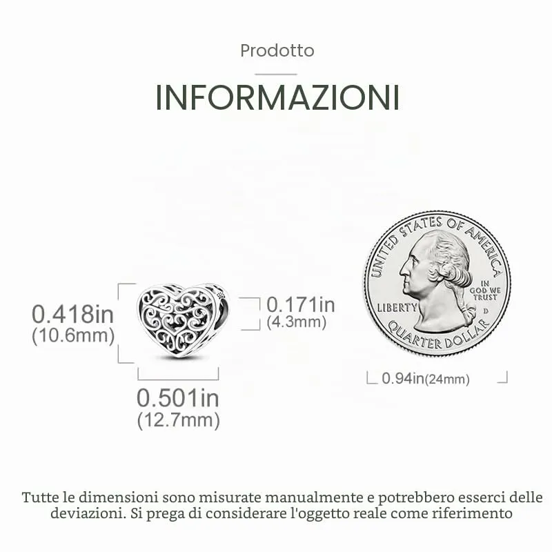 TINSLO Bead Charm Ciondolo Argento Sterling 925 con Cubic Zirconia per Braccialetti e Collane Pandora e Europei - immagine 5