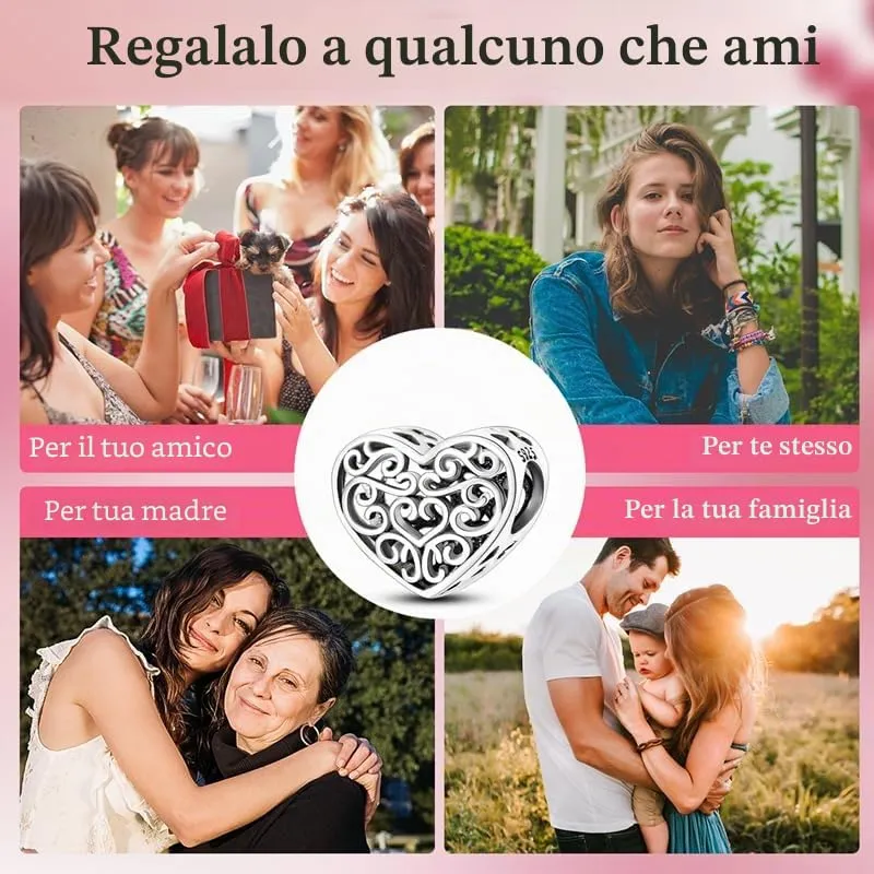 TINSLO Bead Charm Ciondolo Argento Sterling 925 con Cubic Zirconia per Braccialetti e Collane Pandora e Europei - immagine 6