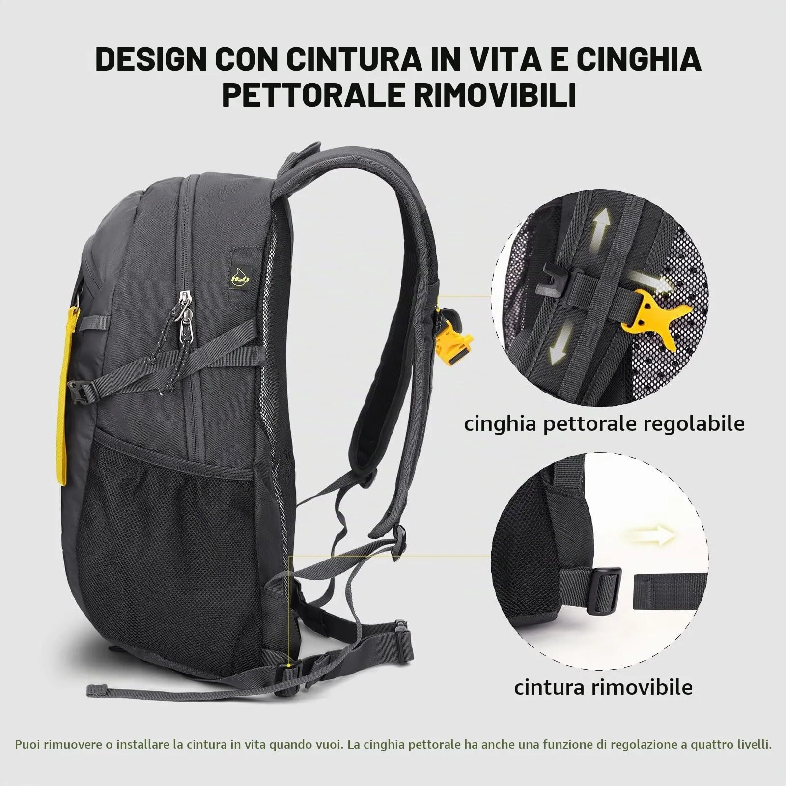 SKYSPER Zaino da Hiking 30L Tartan Grigio Scuro - immagine 4