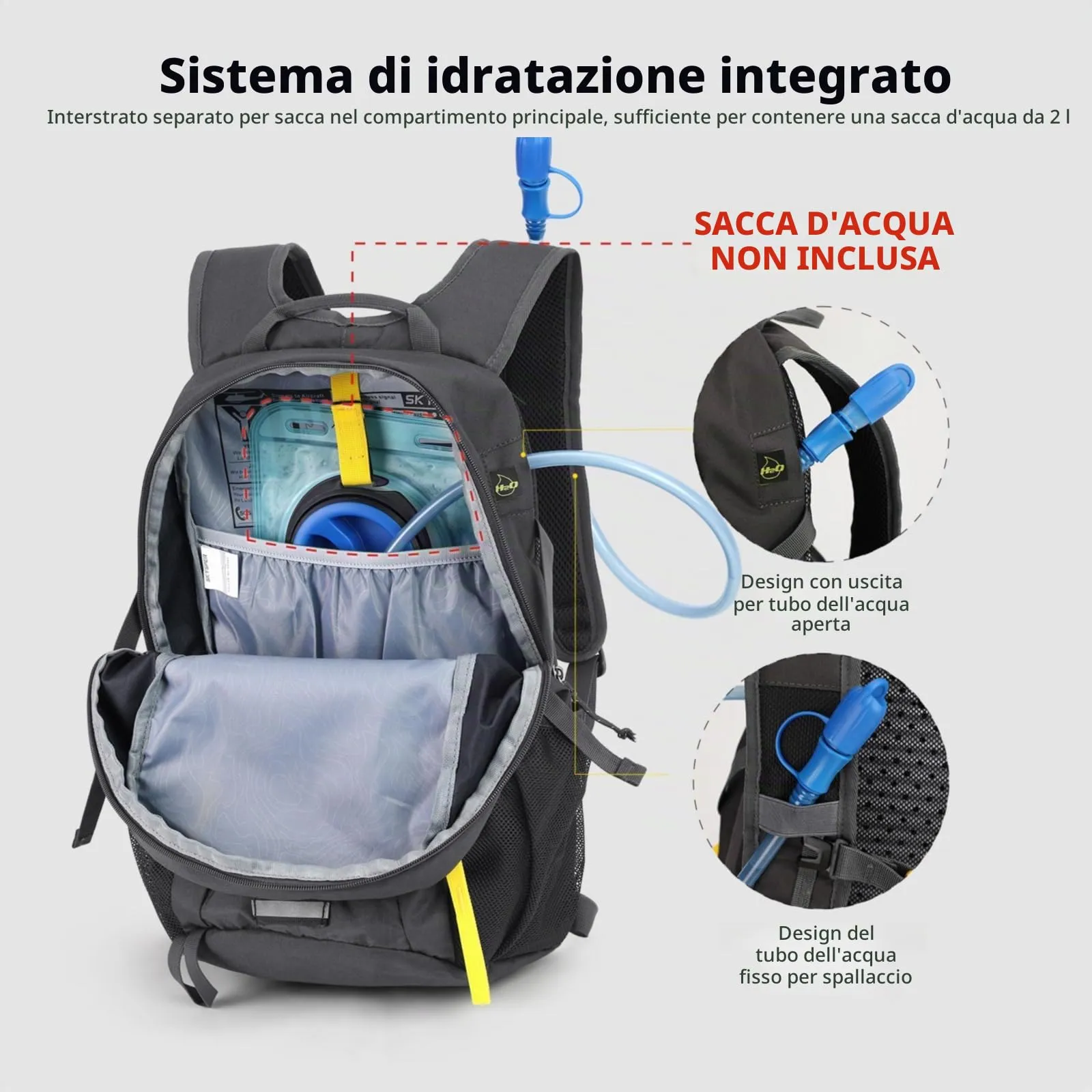 SKYSPER Zaino da Hiking 30L Tartan Grigio Scuro - immagine 7