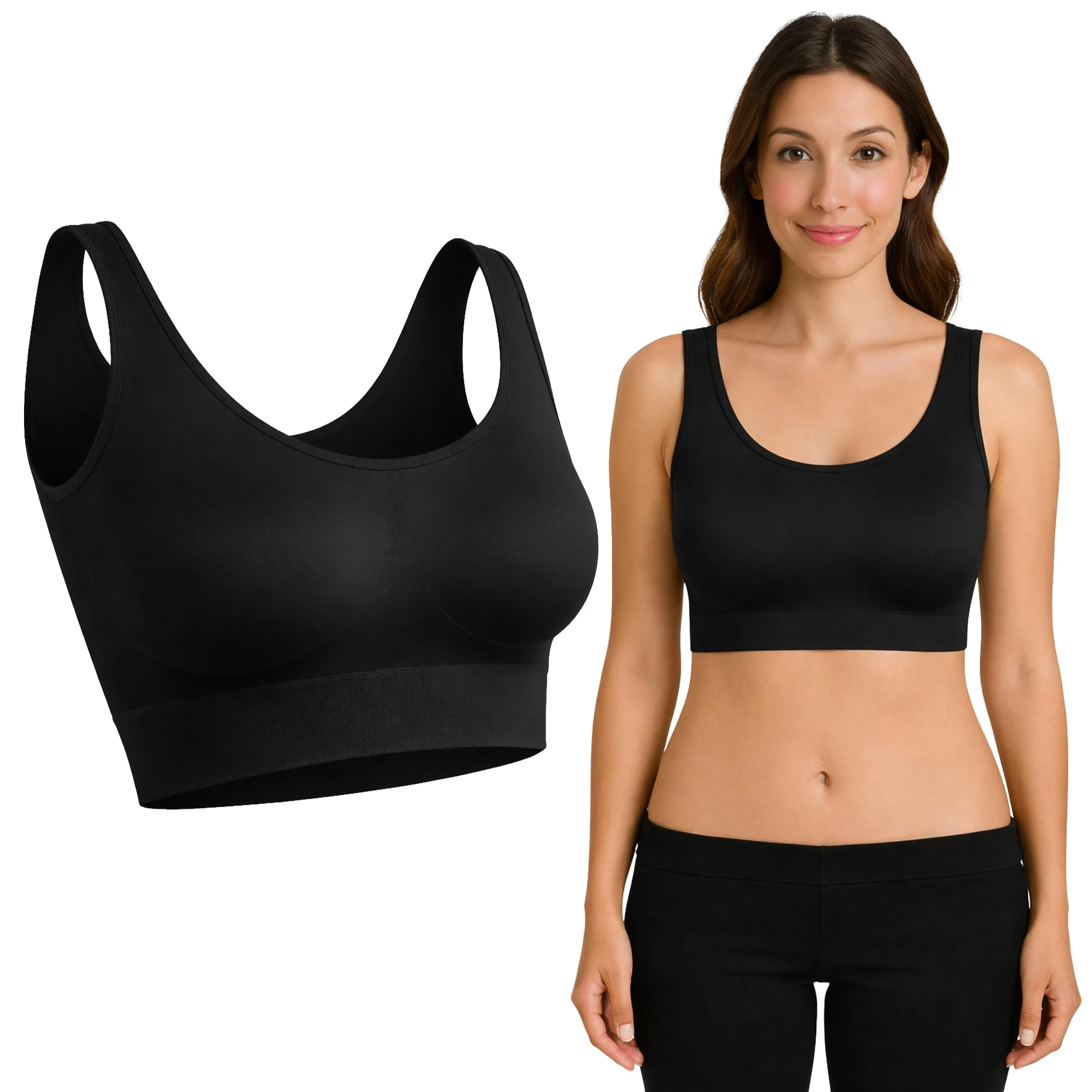 UnsichtBra Set di 3 Reggiseni Senza Ferretto in Cotone, Nero, Bianco, Beige - immagine 9