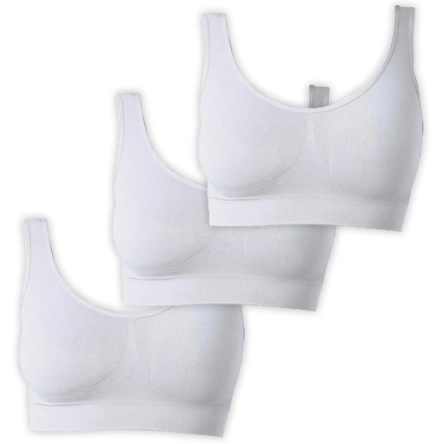 UnsichtBra Set di 3 Reggiseni Senza Ferretto, Senza Cuciture, Nero, Bianco, Beige - immagine 1