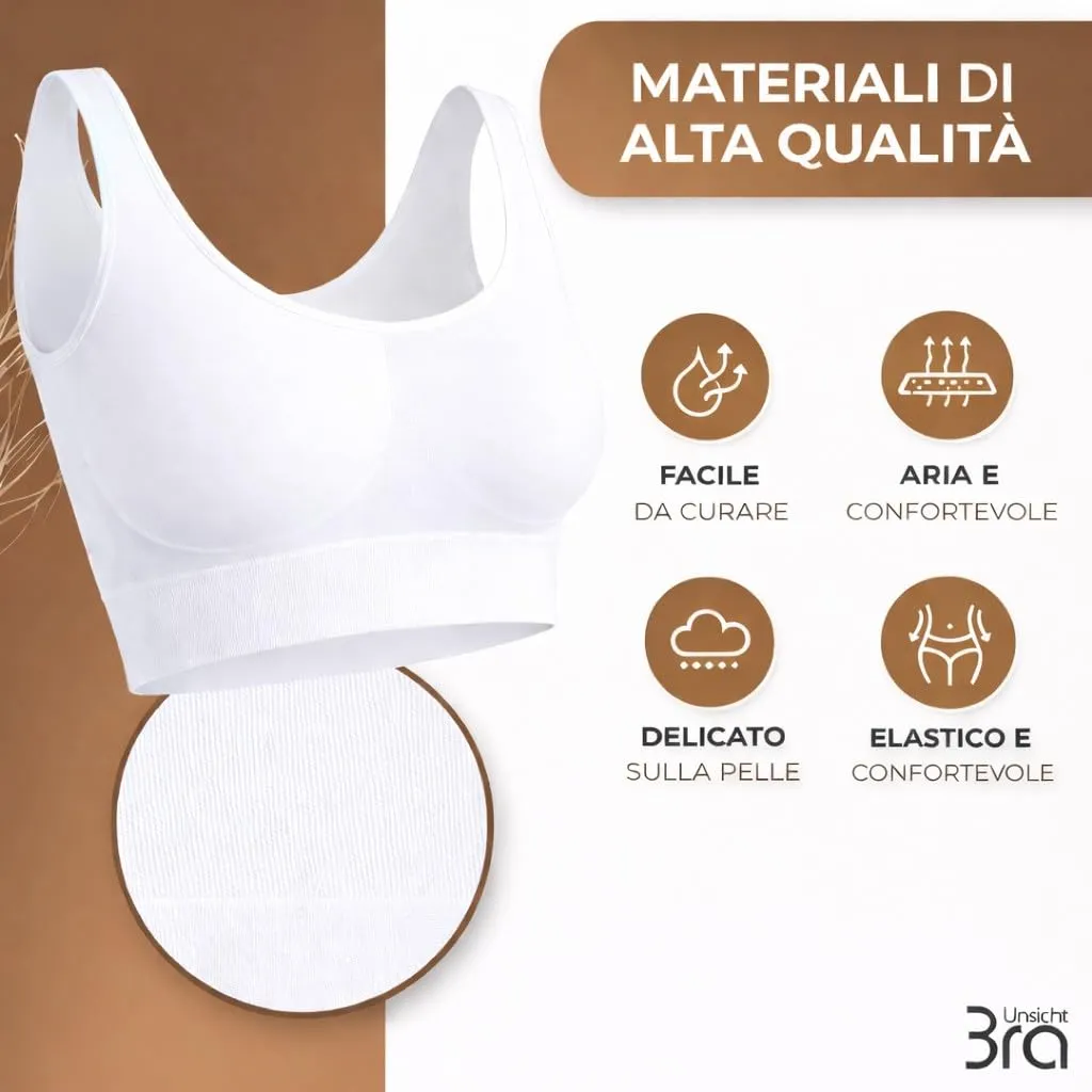 UnsichtBra Set di 3 Reggiseni Senza Ferretto, Senza Cuciture, Nero, Bianco, Beige - immagine 2