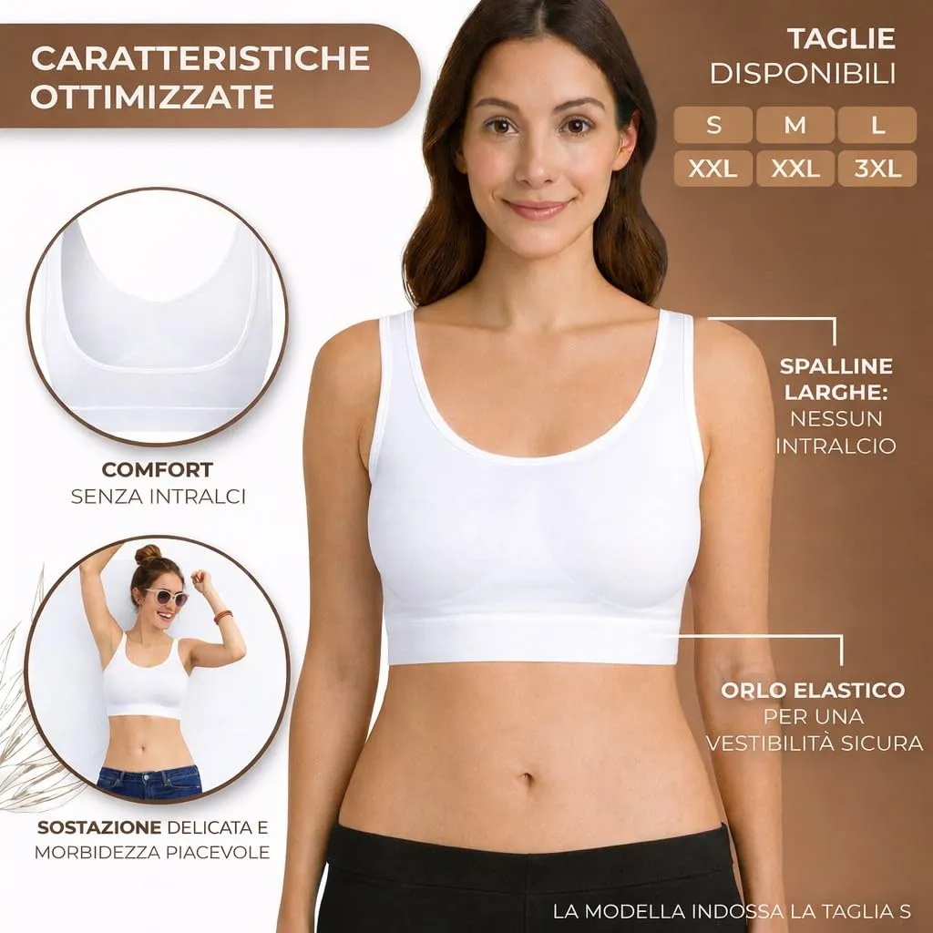 UnsichtBra Set di 3 Reggiseni Senza Ferretto, Senza Cuciture, Nero, Bianco, Beige - immagine 3