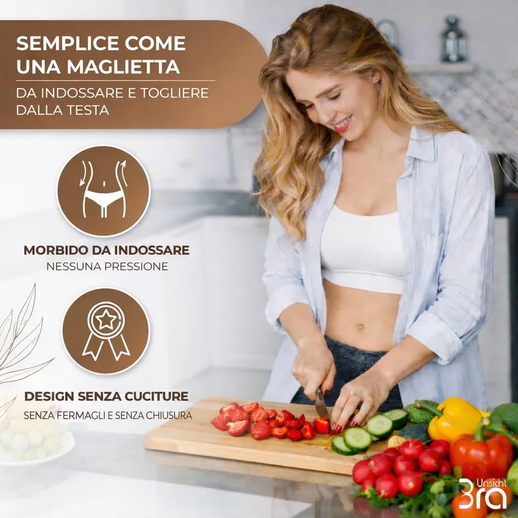 UnsichtBra Set di 3 Reggiseni Senza Ferretto, Senza Cuciture, Nero, Bianco, Beige - immagine 4