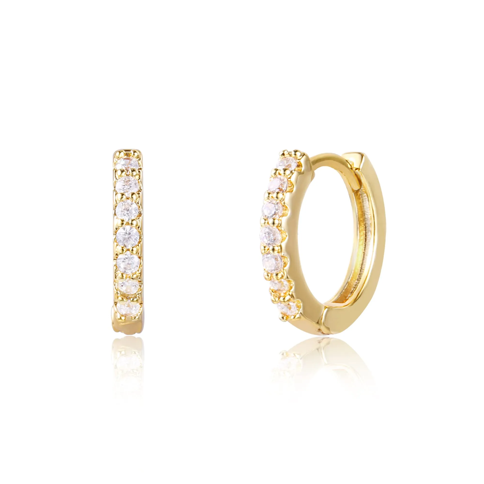 ALEXCRAFT Orecchini a Cerchio Dorati con Zirconi per Donna, 12,5 mm, SC109S15 - immagine 1