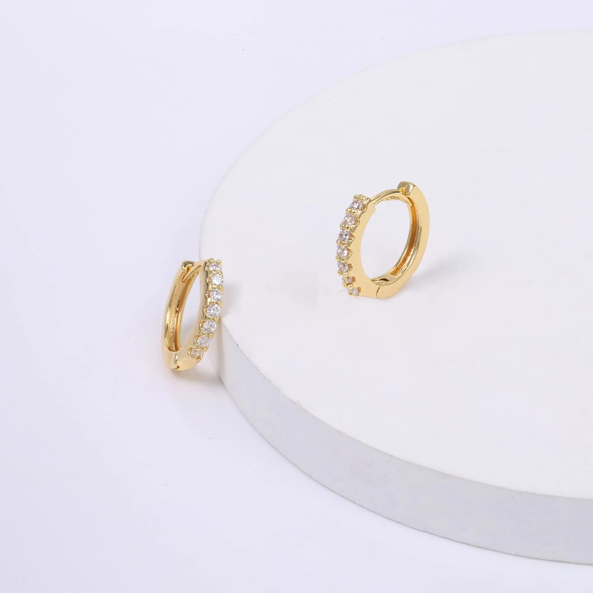 ALEXCRAFT Orecchini a Cerchio Dorati con Zirconi per Donna, 12,5 mm, SC109S15 - immagine 5