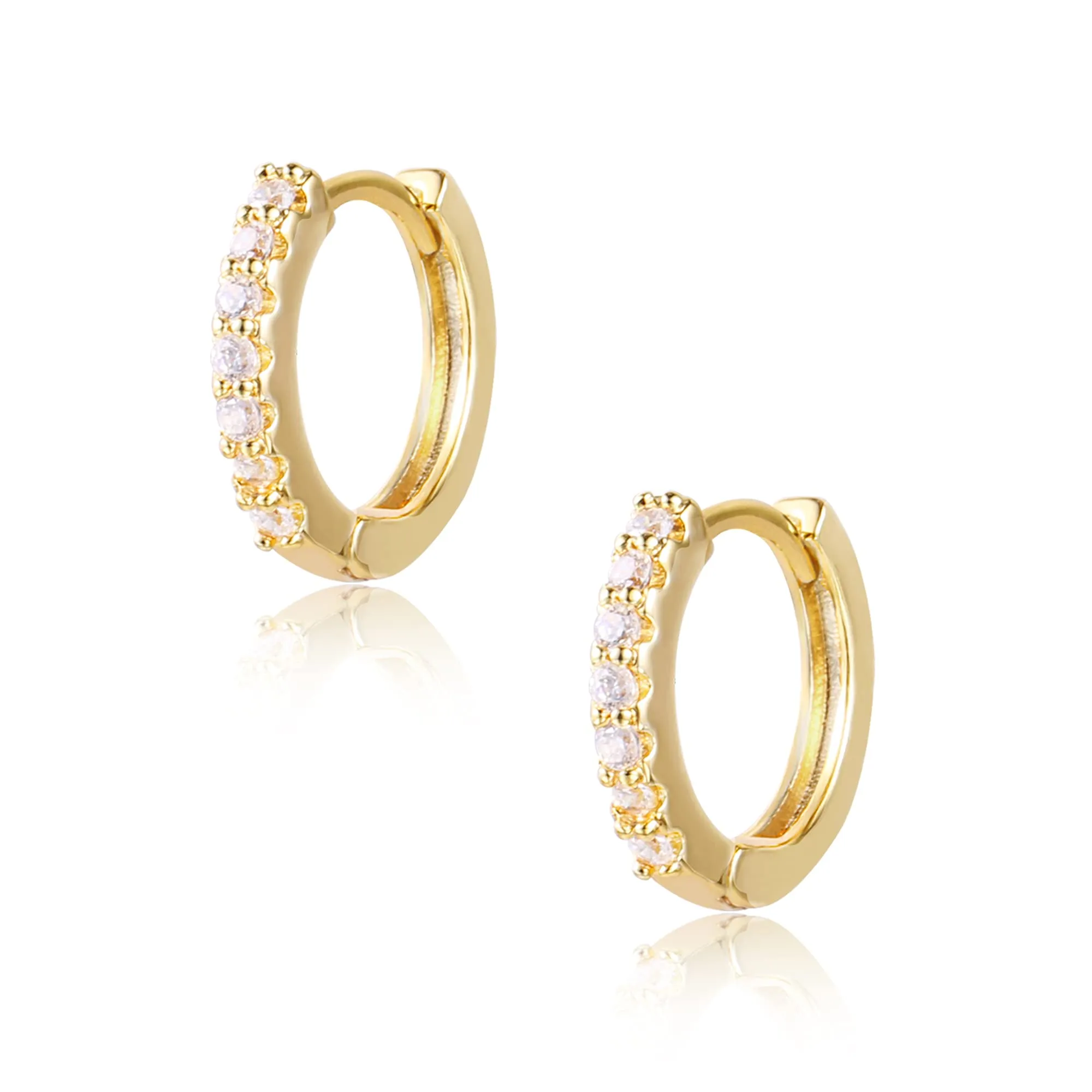 ALEXCRAFT Orecchini a Cerchio Dorati con Zirconi per Donna, 12,5 mm, SC109S15 - immagine 6