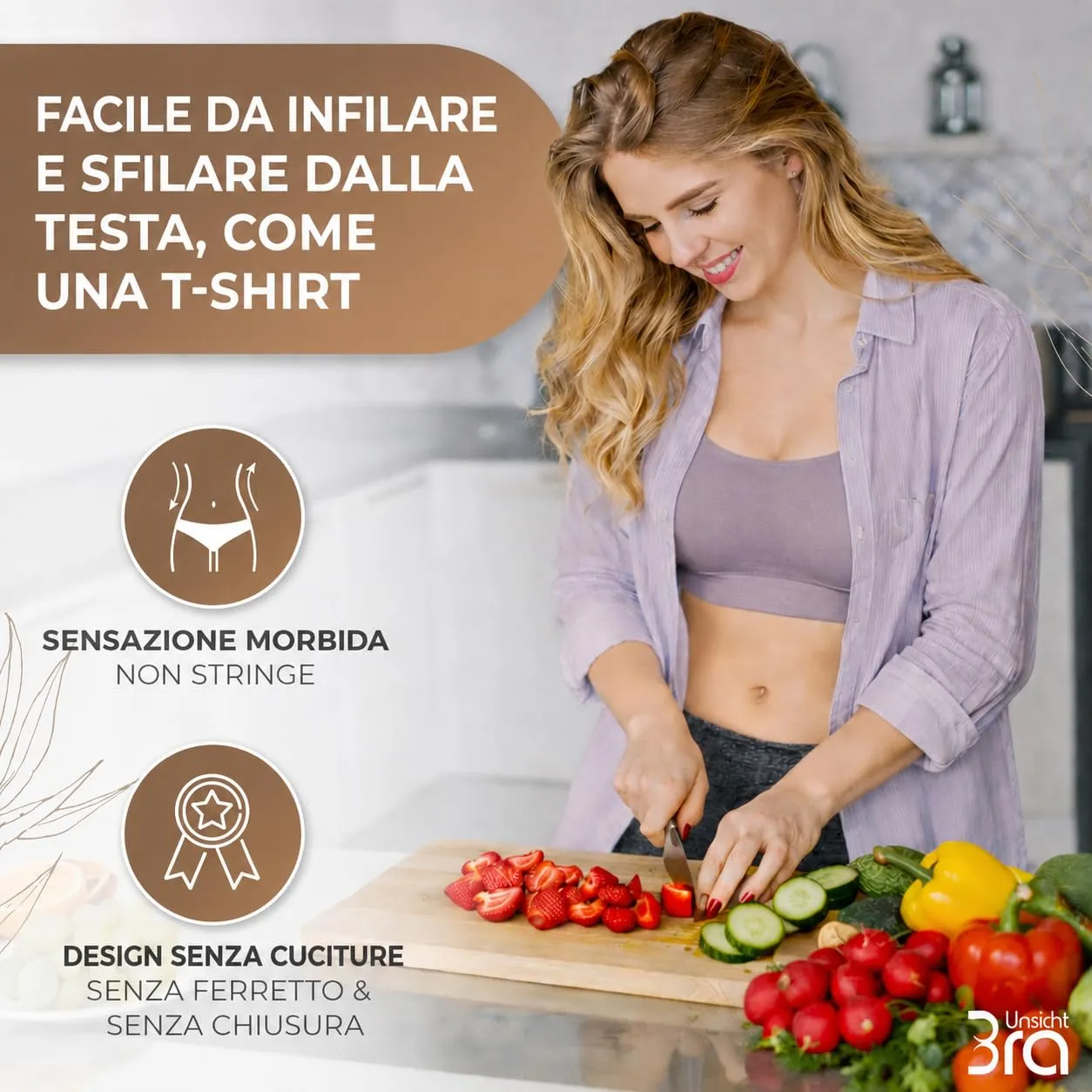UnsichtBra Reggiseno Benessere Sportivo, Taglia S, Pastello Lilla - immagine 4