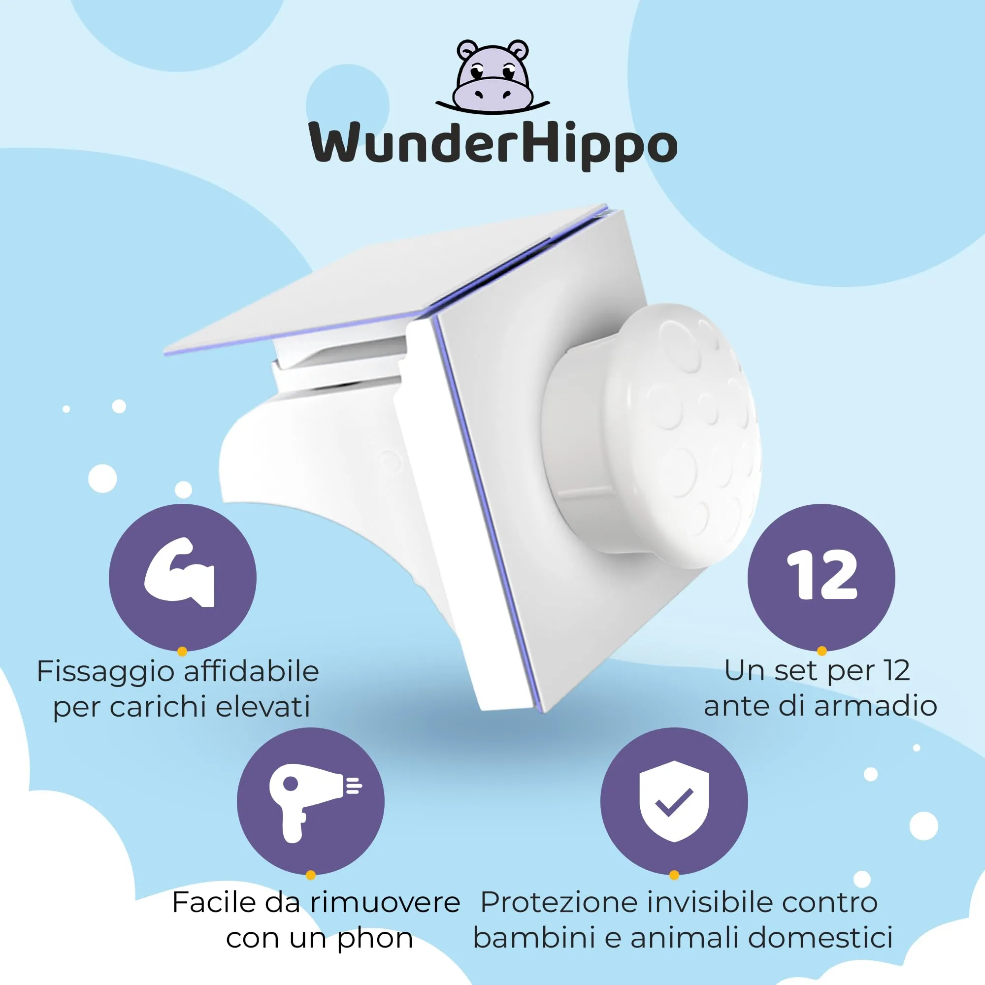 WunderHippo Chiusura Magnetica per Cassetti e Ante, 12 Serrature e 3 Chiavi - immagine 4