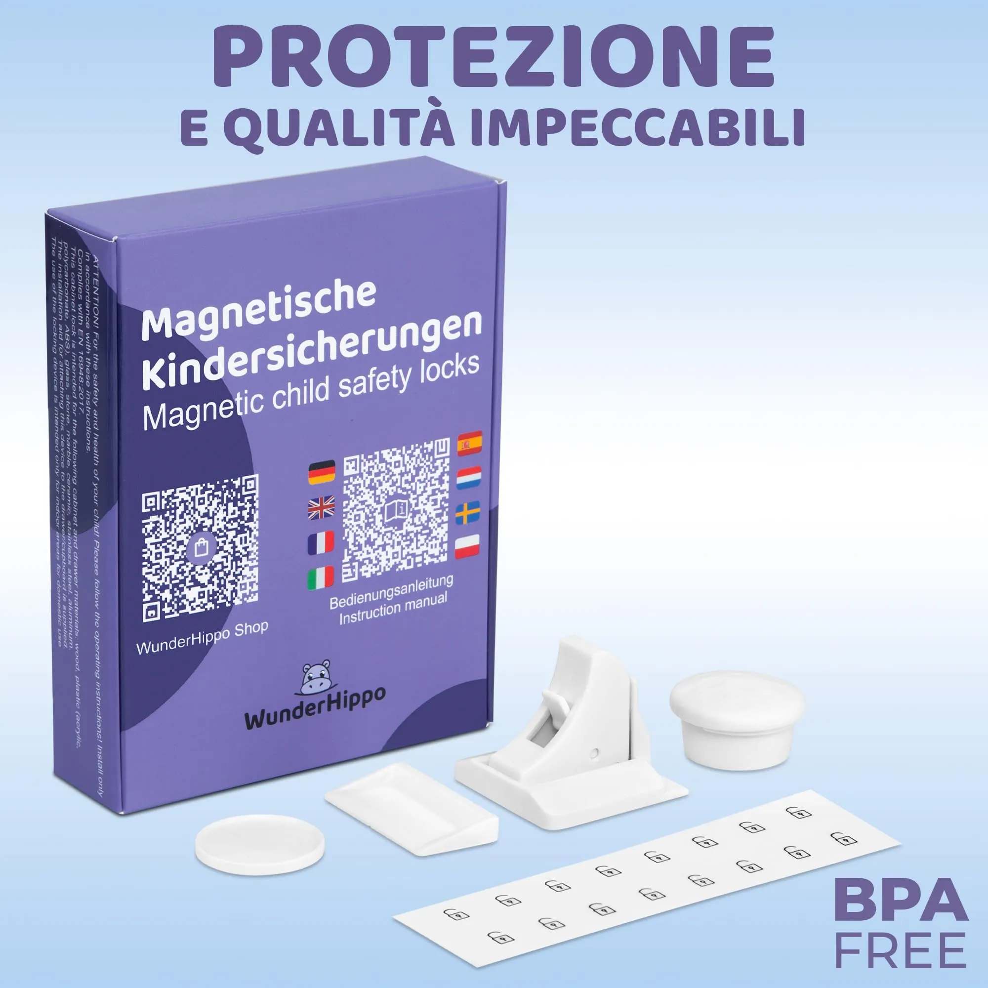 WunderHippo Chiusura Magnetica per Cassetti e Ante, 12 Serrature e 3 Chiavi - immagine 9