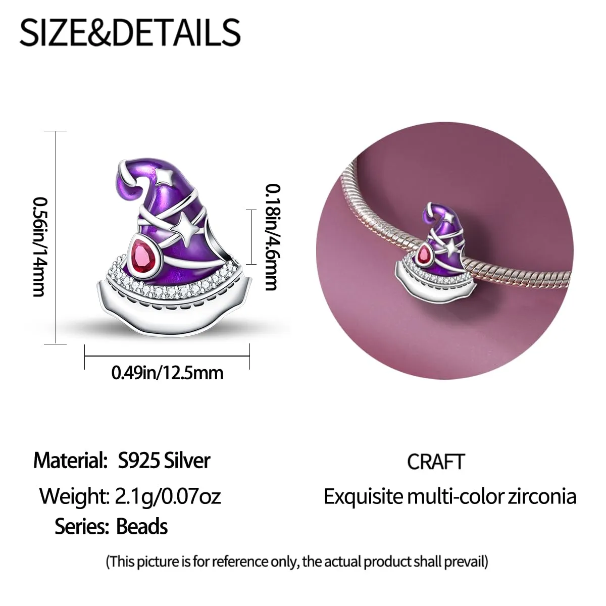 KUNSIR Bead Charm in Argento Sterling 925 con Cubic Zirconia per Braccialetti e Collane Europei - immagine 5
