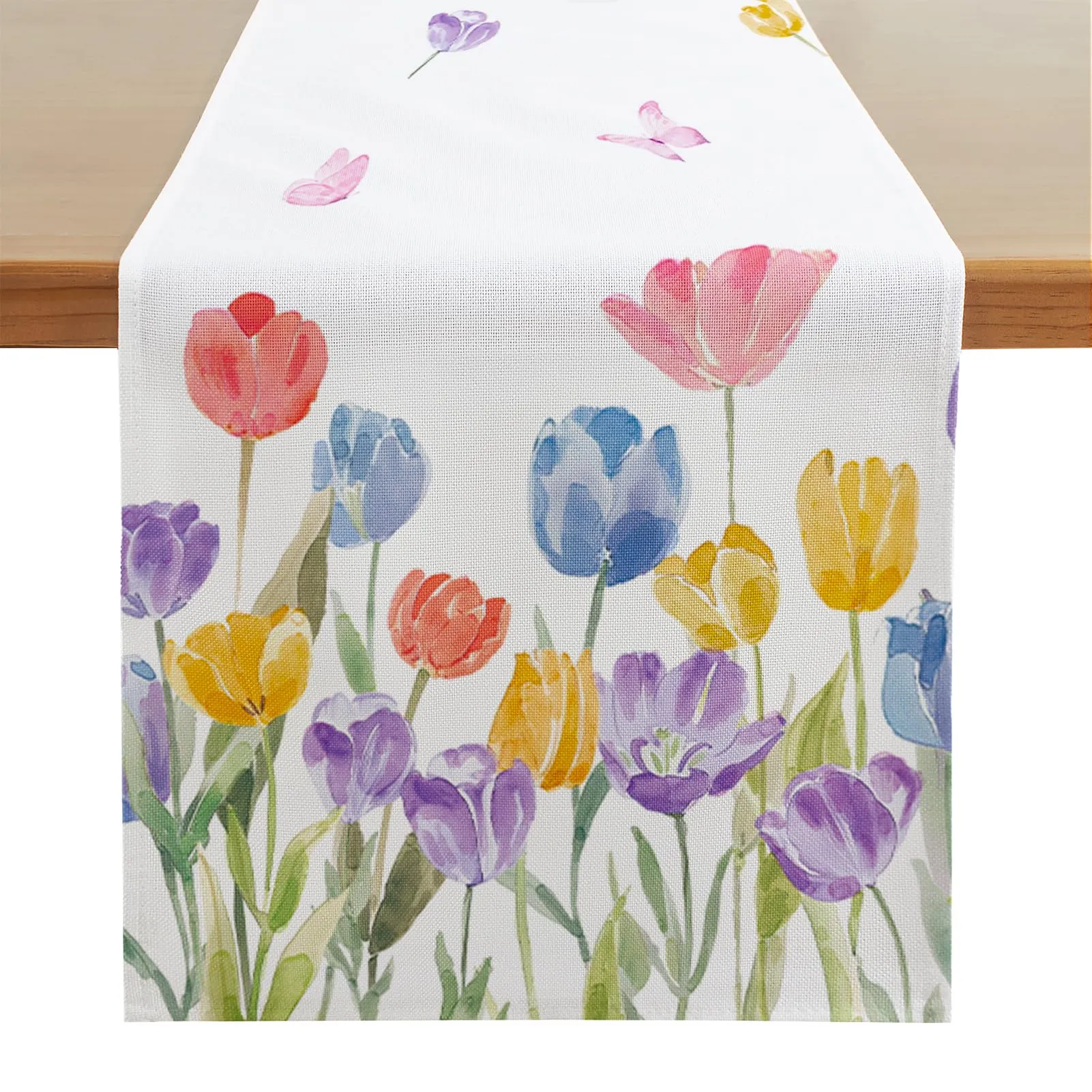 Softalker Runner da Tavolo Primaverile con Tulipani, 33 x 122 cm - immagine 1