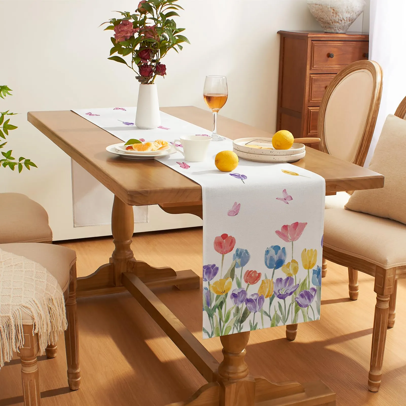 Softalker Runner da Tavolo Primaverile con Tulipani, 33 x 122 cm - immagine 2
