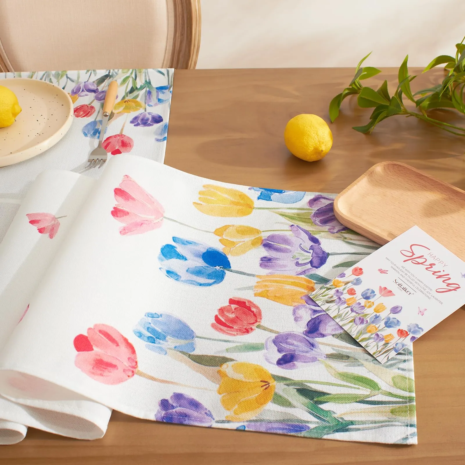 Softalker Runner da Tavolo Primaverile con Tulipani, 33 x 122 cm - immagine 5