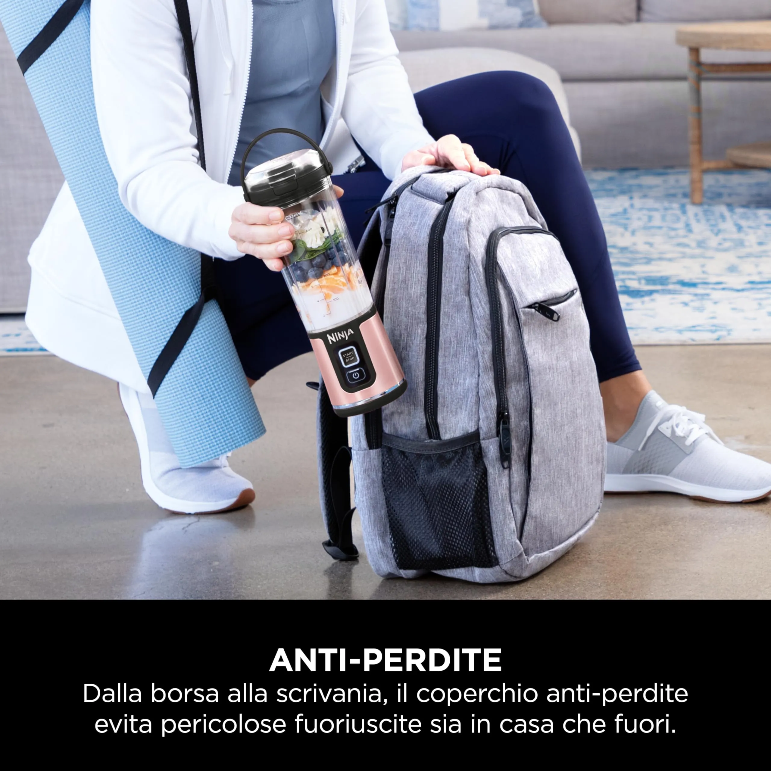 Ninja Blast Frullatore Portatile x2 530 ml, Oro Rosa e Argento Metallico, BC151UKEUGV - immagine 7