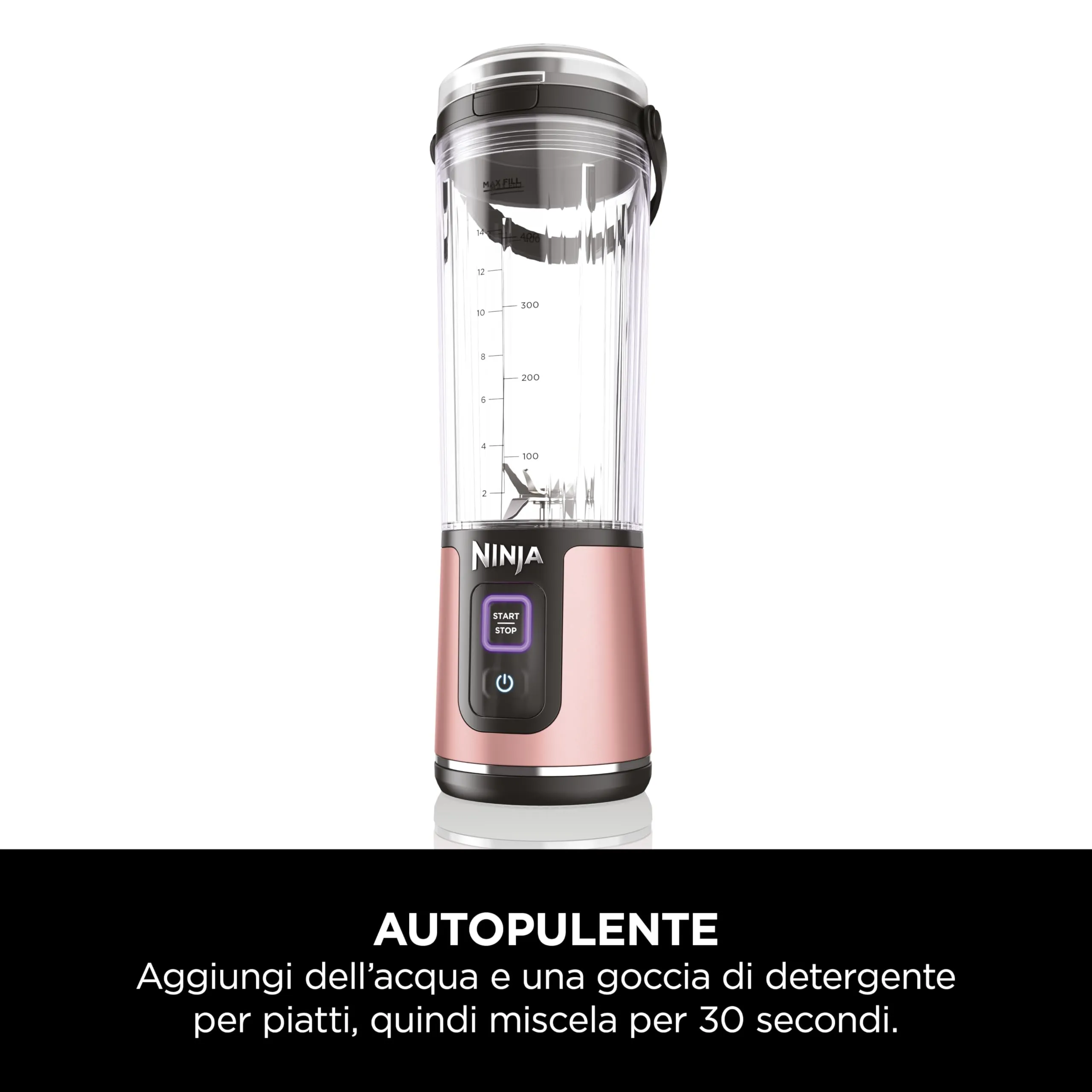 Ninja Blast Frullatore Portatile x2 530 ml, Oro Rosa e Argento Metallico, BC151UKEUGV - immagine 13