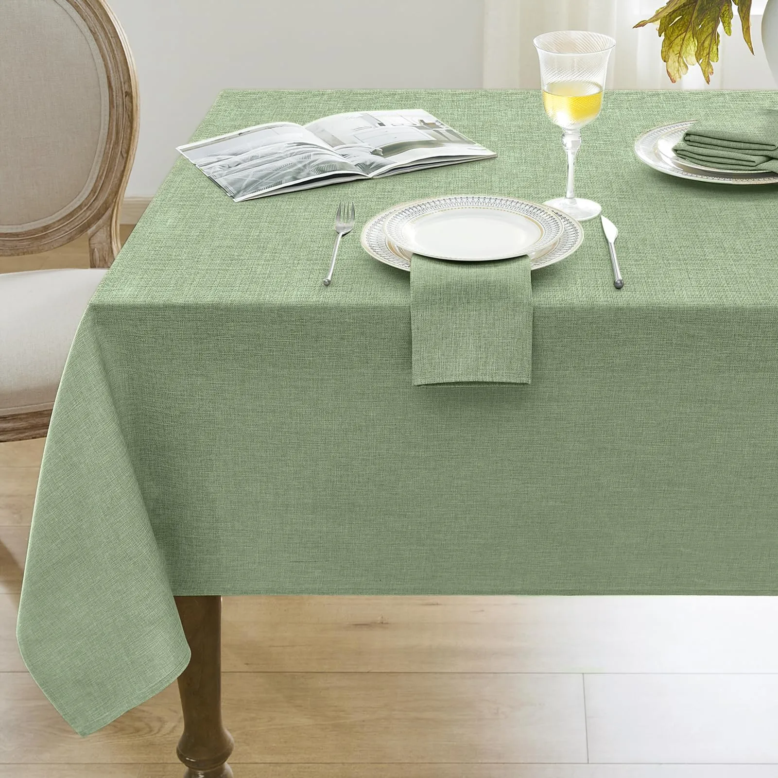 Softalker Tovaglia rettangolare in finto lino impermeabile e antimacchia, 132 x 178 cm - immagine 1