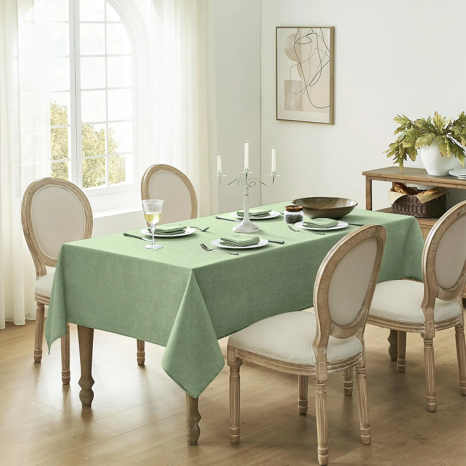 Softalker Tovaglia rettangolare in finto lino impermeabile e antimacchia, 132 x 178 cm - immagine 2