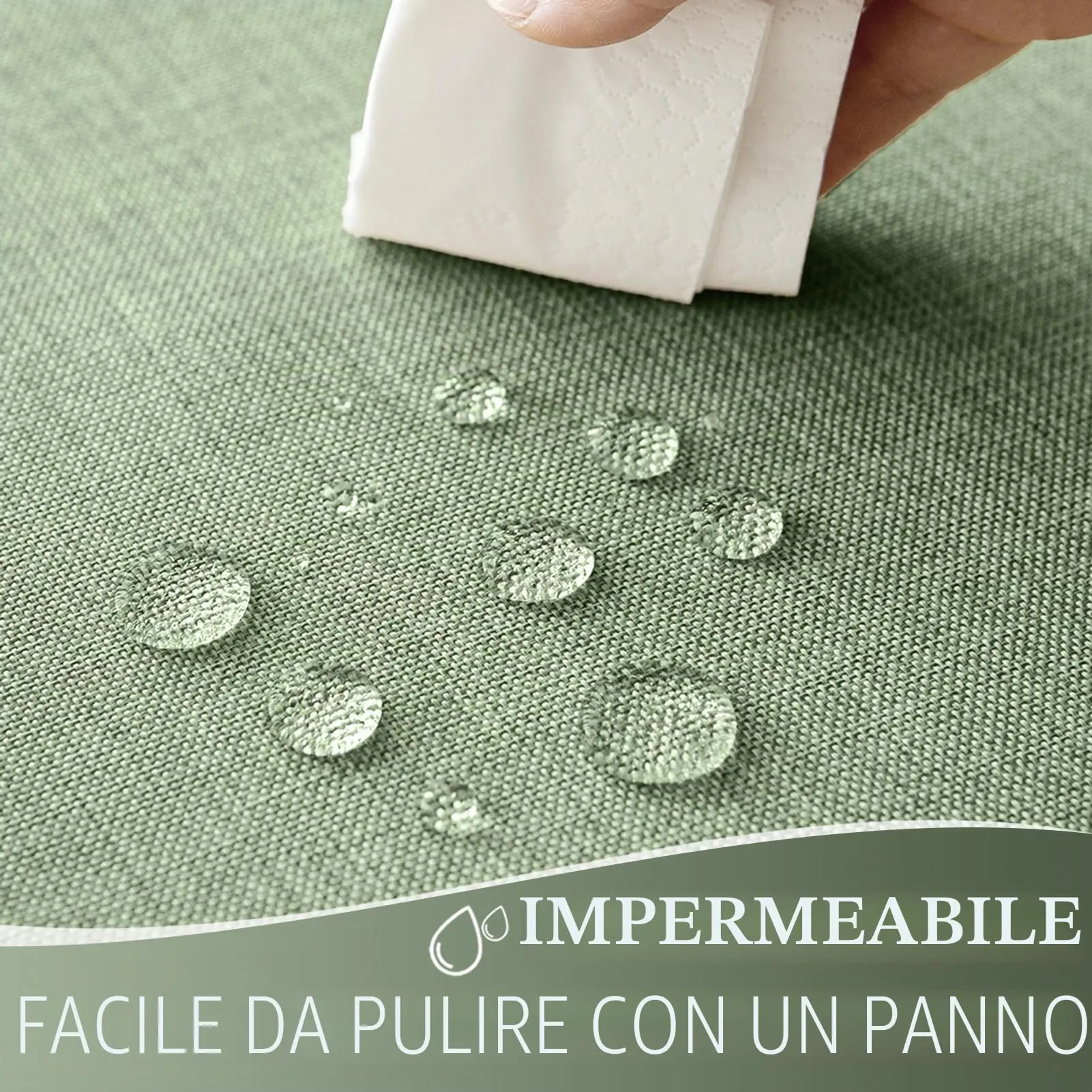 Softalker Tovaglia rettangolare in finto lino impermeabile e antimacchia, 132 x 178 cm - immagine 3