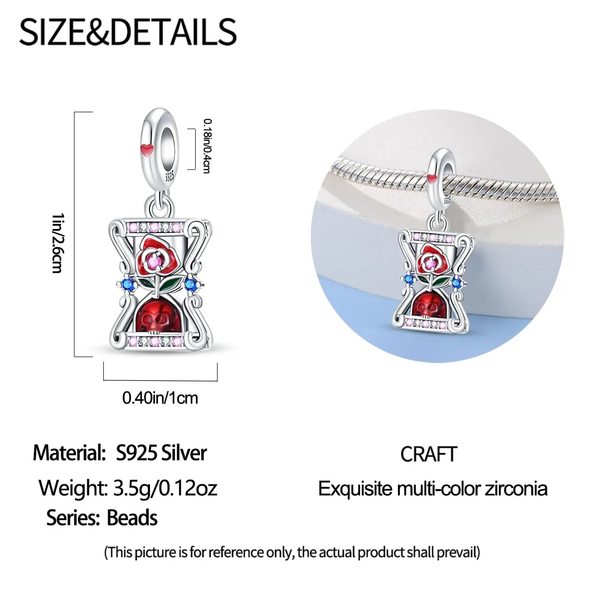 Pandach Bead Charm in Argento Sterling 925 con Cubic Zirconia per Braccialetti e Collane Europei - immagine 5