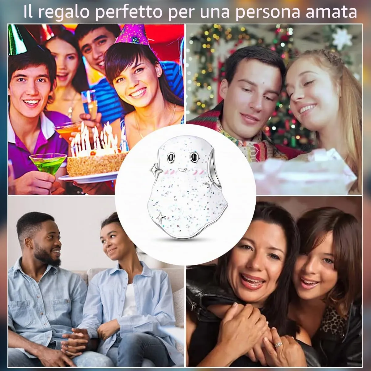 TINSLO Bead Charm in Argento Sterling 925 con Cubic Zirconia per Braccialetti e Collane Europee - immagine 7