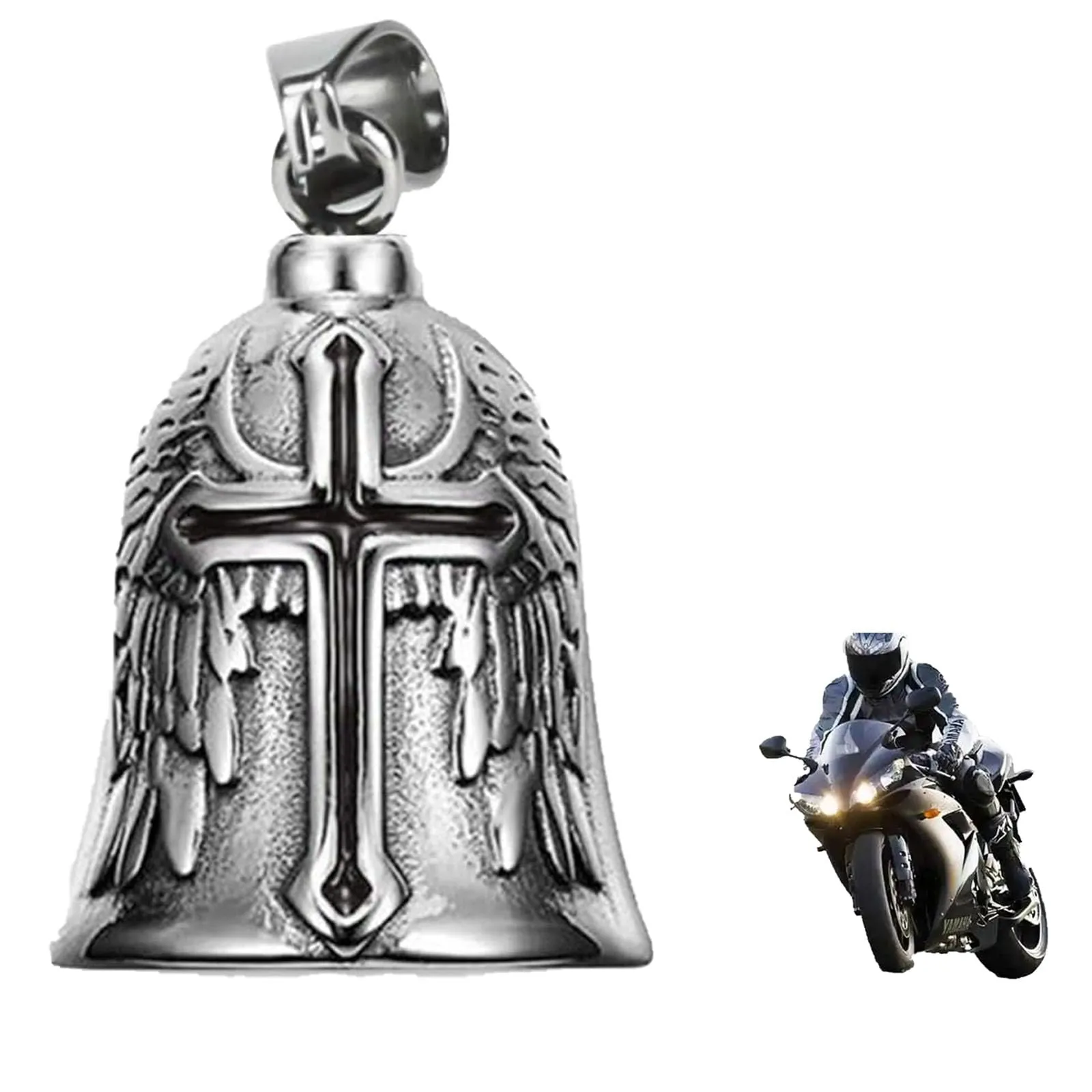 HEYOMI Guardian Bell in Acciaio Inox per Moto e Portachiavi, Nero - immagine 1