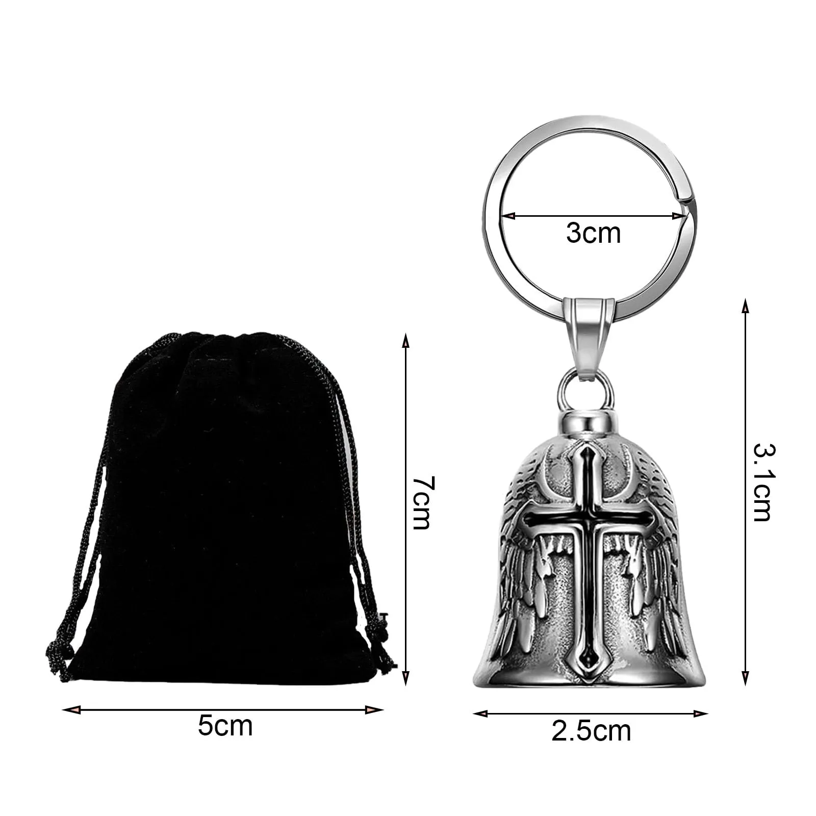 HEYOMI Guardian Bell in Acciaio Inox per Moto e Portachiavi, Nero - immagine 2