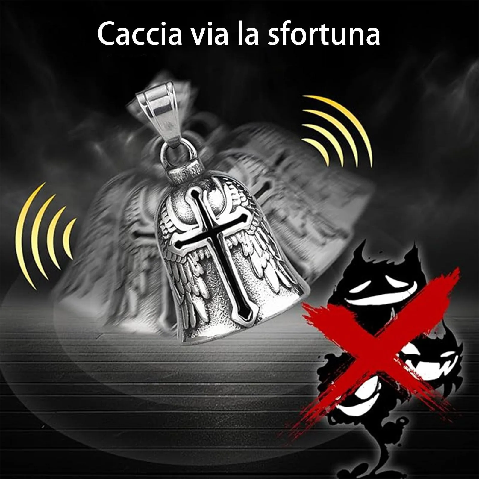 HEYOMI Guardian Bell in Acciaio Inox per Moto e Portachiavi, Nero - immagine 3