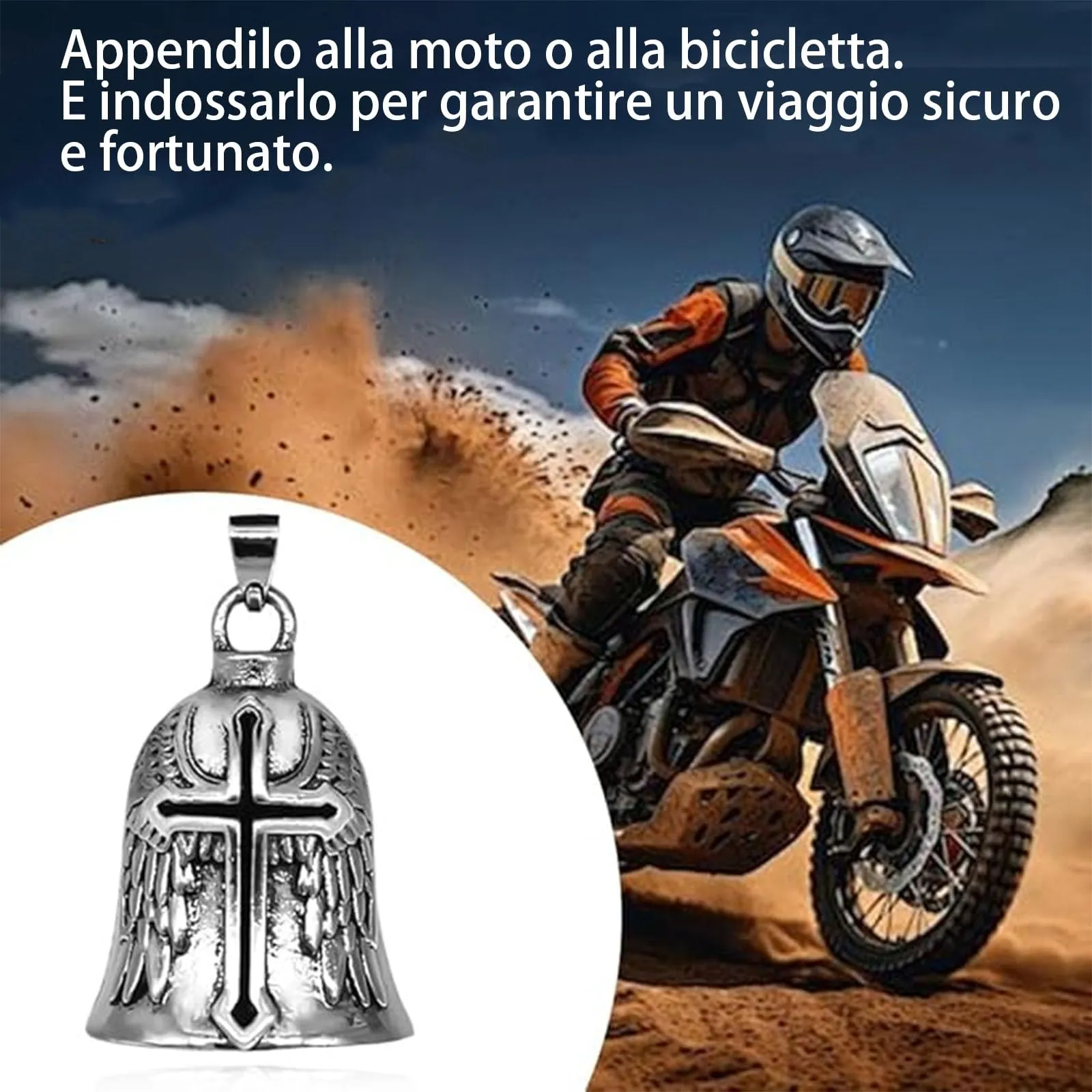 HEYOMI Guardian Bell in Acciaio Inox per Moto e Portachiavi, Nero - immagine 4