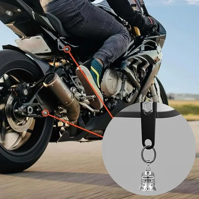 HEYOMI Guardian Bell in Acciaio Inox per Moto e Portachiavi, Nero - immagine 5