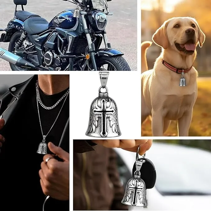 HEYOMI Guardian Bell in Acciaio Inox per Moto e Portachiavi, Nero - immagine 7