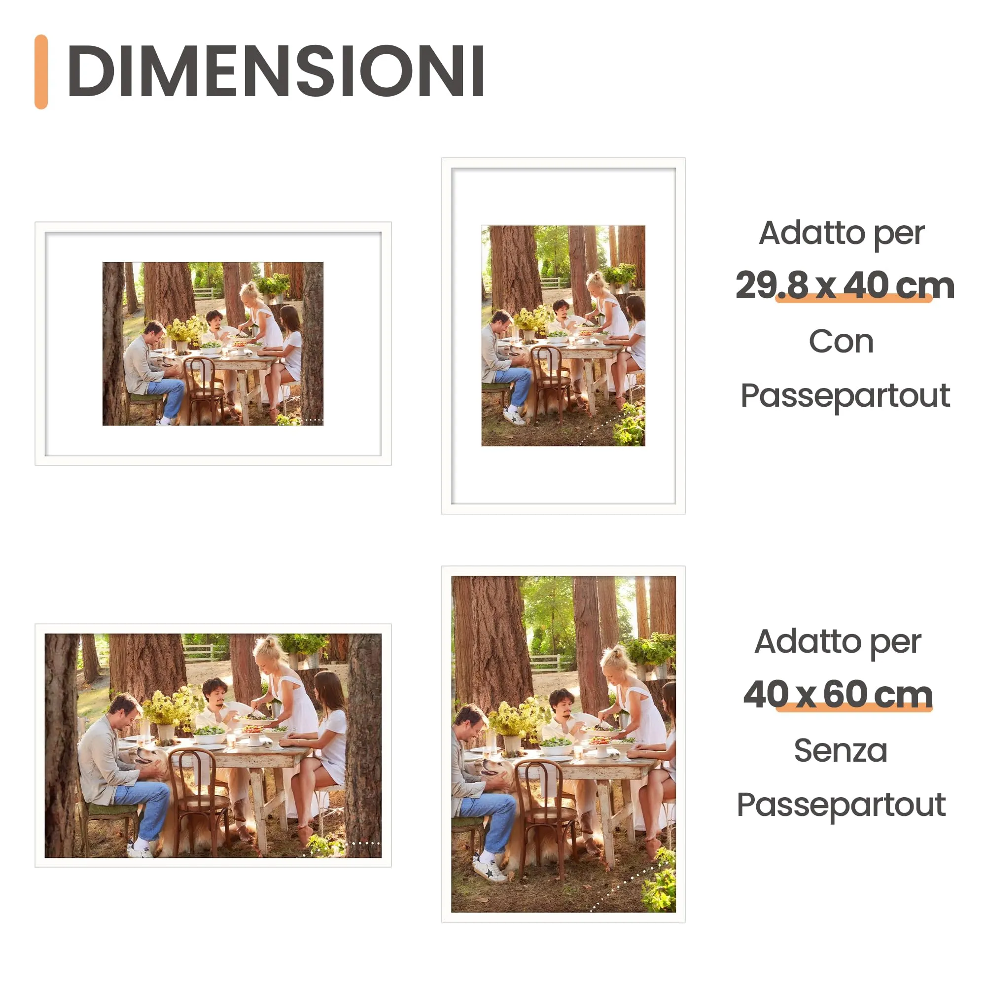 upsimples Cornici portafoto, Set da 3, 40 x 60 cm, Bianco - immagine 2
